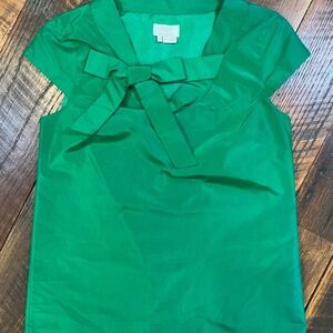 Kate Spade New York Silk Bow Neck Blouse XXS | Emerald Green